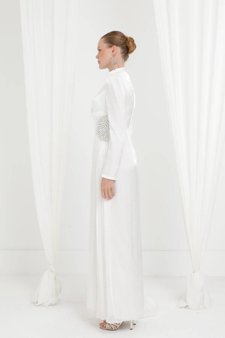 White Elegant Fit And Flare Dress