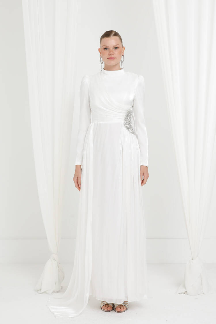 White Elegant Fit And Flare Dress