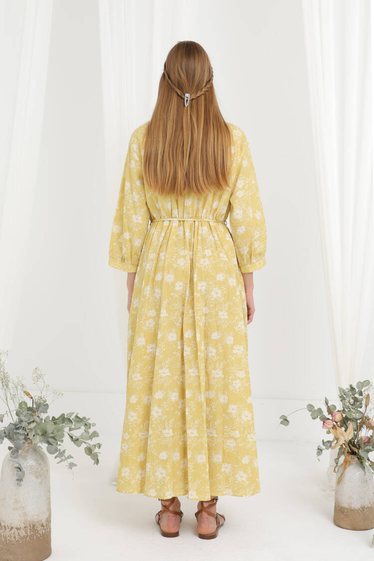 Floral Boho Shirt Dress With 3/4 Sleeves
