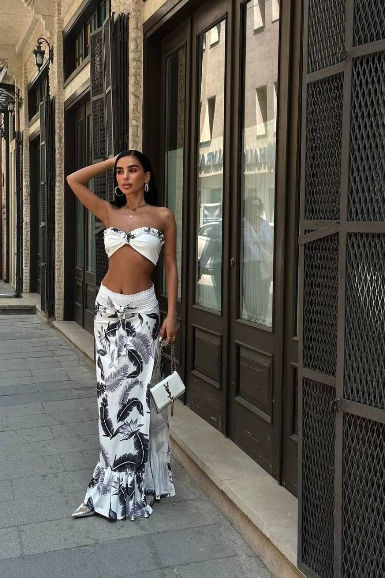 White Floral Mermaid Maxi Skirt Set - Brand: My Jest Fashion - Women's Clothing Wholesale - Globality Store