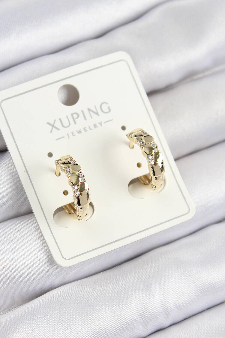 Xuping Zircon Stone Ring Pattern Gold Color Women's Earrings - Brand: Ebijuteri - Women's Clothing Wholesale - Globality Store