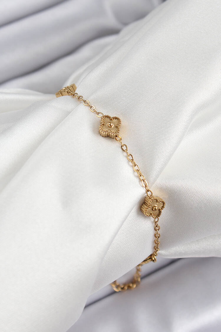 316l Steel Clover Model Gold Color Women Bracelet - Brand: Ebijuteri - Women's Clothing Wholesale - Globality Store