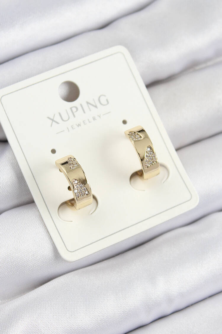 Xuping Zircon Stone Pattern Ring Pattern Gold Color Women Earrings - Brand: Ebijuteri - Women's Clothing Wholesale - Globality Store