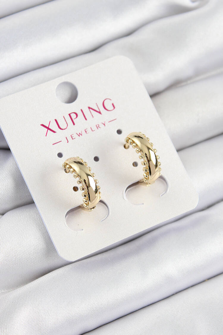 Xuping Fence Ring Pattern Gold Color Women's Earrings - Brand: Ebijuteri - Women's Clothing Wholesale - Globality Store
