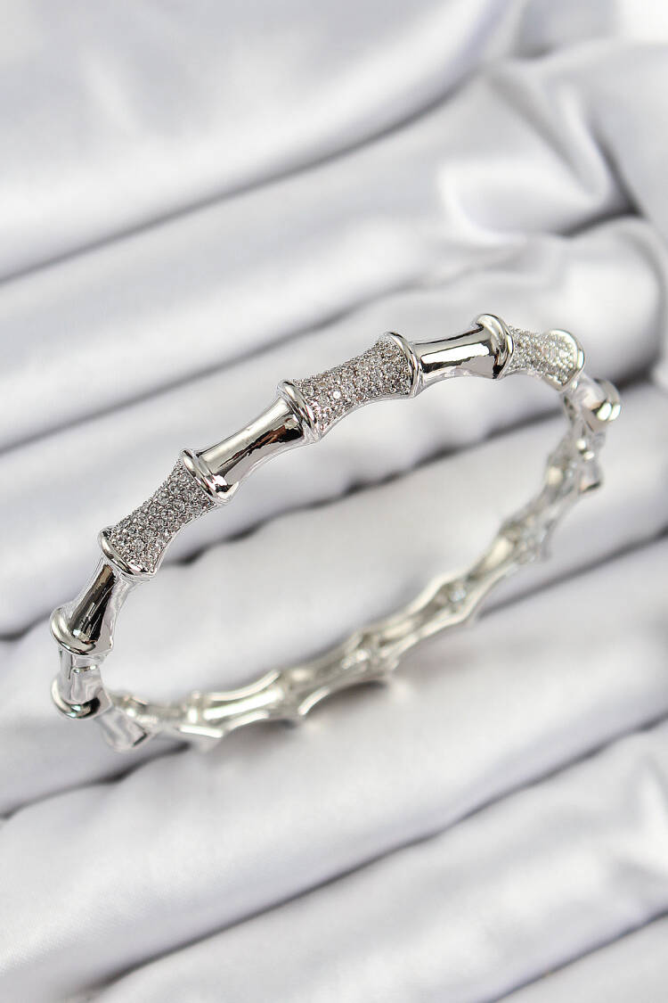 Brass Zircon Stone Bone Model Silver Color Vip Women Bracelet - Brand: Ebijuteri - Women's Clothing Wholesale - Globality Store