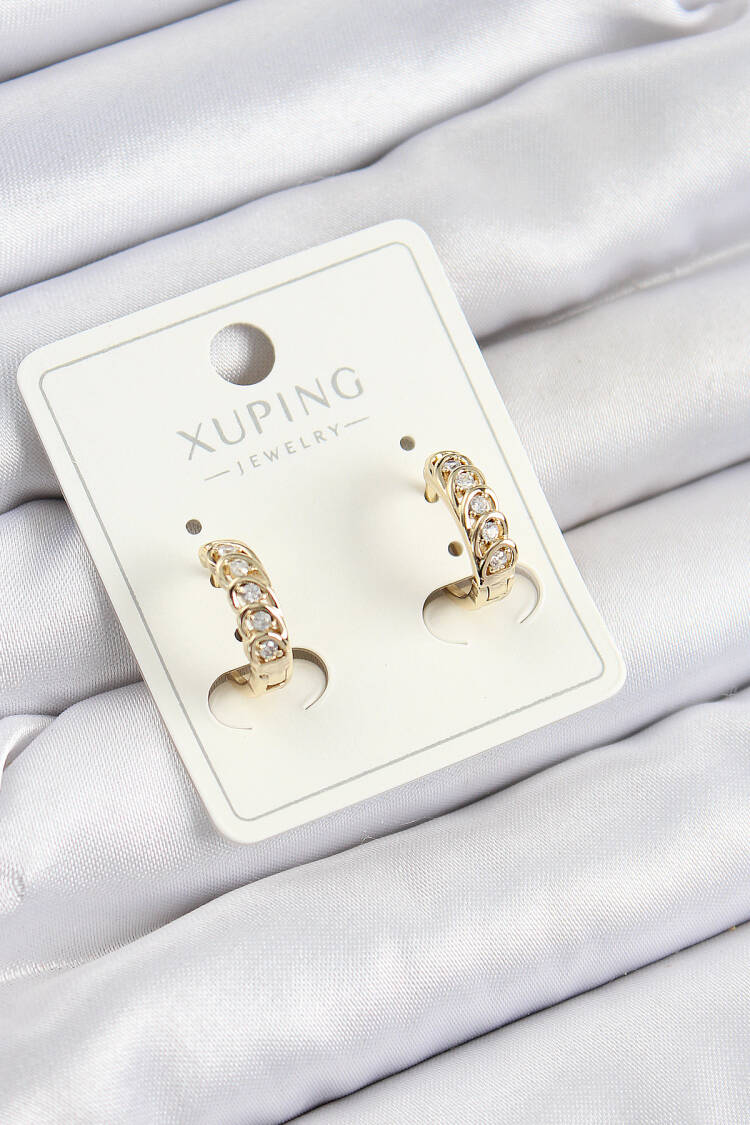 Xuping Zircon Stone Sequential Pattern Gold Color Women's Earrings - Brand: Ebijuteri - Women's Clothing Wholesale - Globality Store