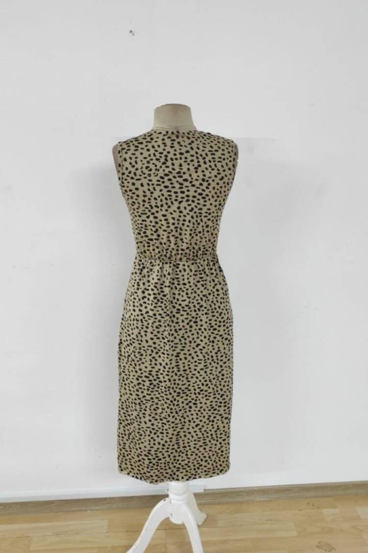 Wrap Dress With Animal Print And V-Neck