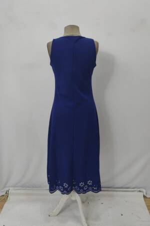 Navy Blue A-Line Floral Midi Dress
