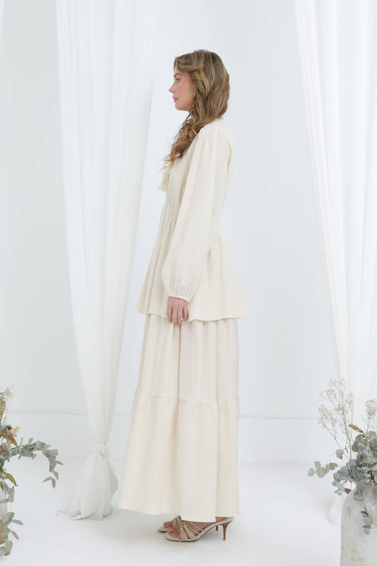 Fit And Flare Modest Dress With Long Sleeves