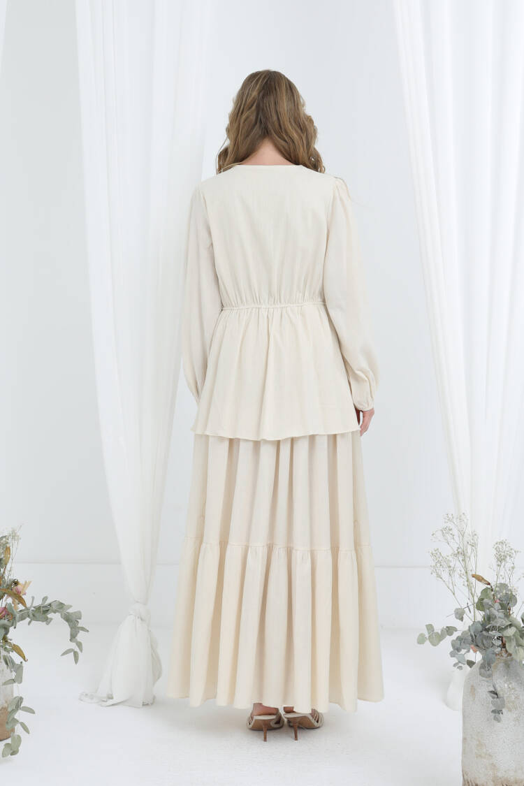 Fit And Flare Modest Dress With Long Sleeves