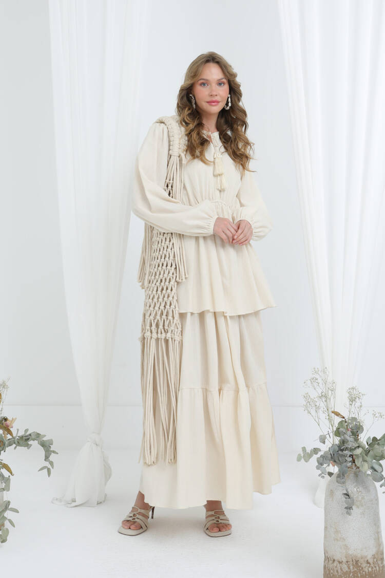 Fit And Flare Modest Dress With Long Sleeves - Brand: Puane - Women's Clothing Wholesale - Globality Store