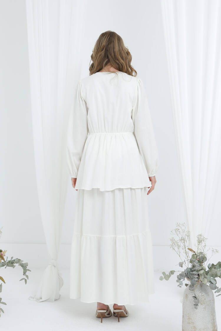 White Modest Boho Elegant Maxi Dress