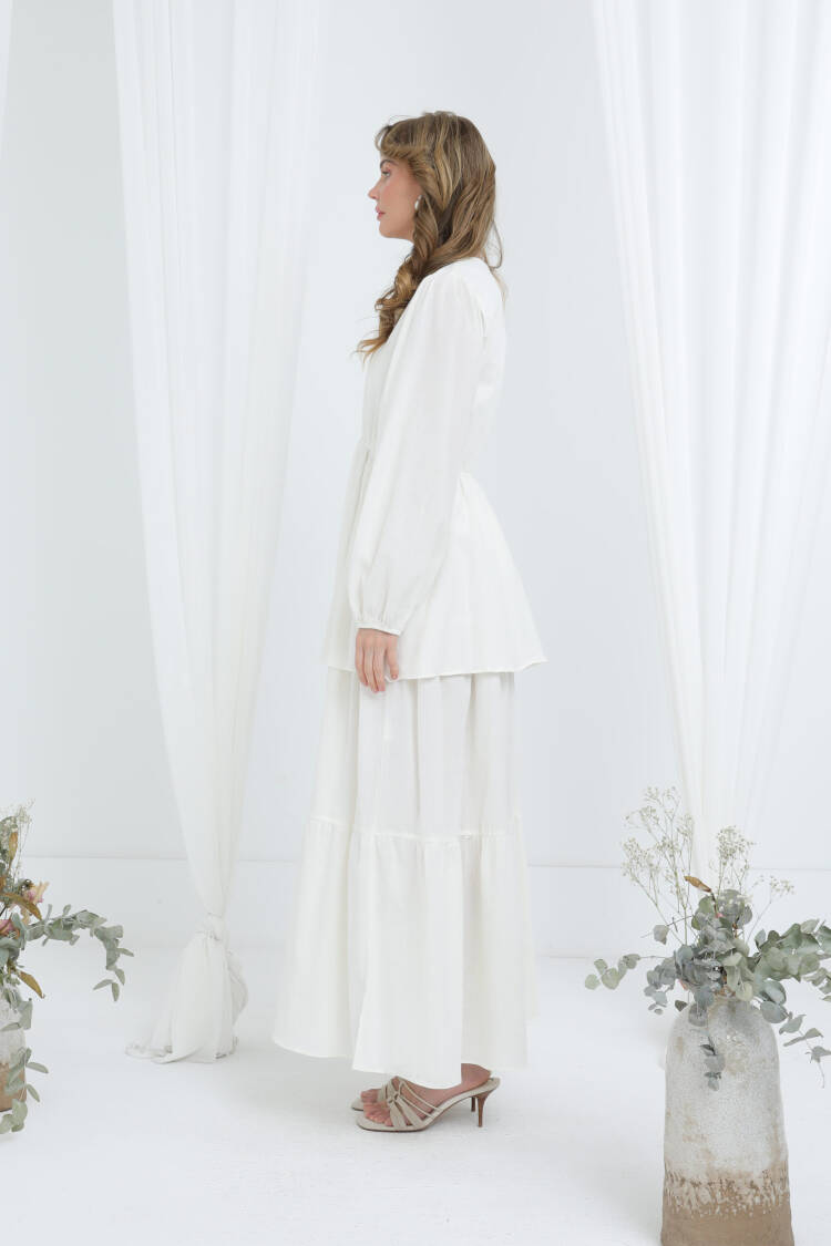 White Modest Boho Elegant Maxi Dress