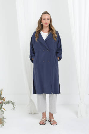NavyElegant Single-Breasted Coat - Brand: Puane - Women's Clothing Wholesale - Globality Store