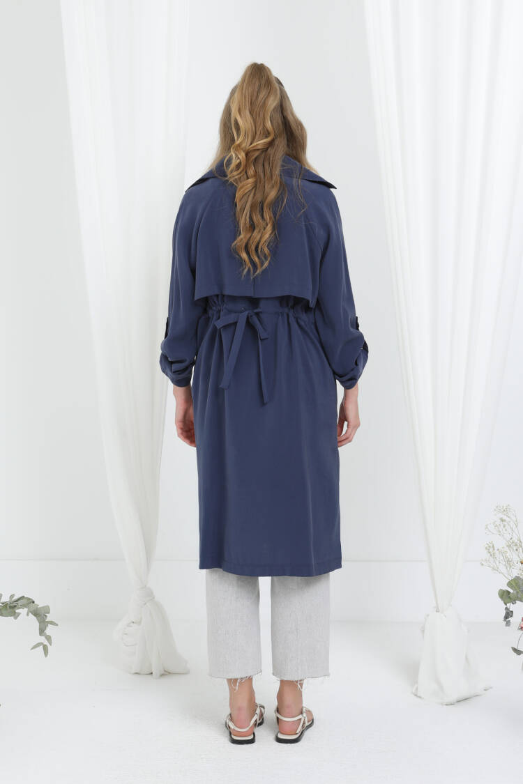 NavyElegant Single-Breasted Coat