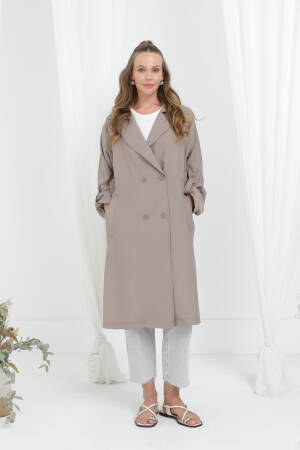 Beige Casual Elegant Formal Vintage Retro Coat - Brand: Puane - Women's Clothing Wholesale - Globality Store