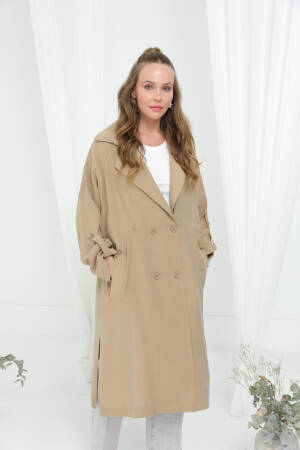 Beige Casual Elegant Vintage Retro Coat - Brand: Puane - Women's Clothing Wholesale - Globality Store
