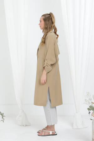 Beige Casual Elegant Vintage Retro Coat - Brand: Puane - Women's Clothing Wholesale - Globality Store