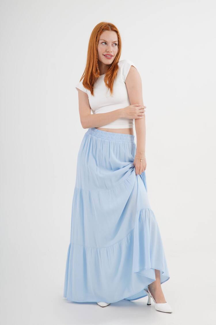 Layered Maxi Skirt Mid Waist Casual Boho - Brand: Lustrin - Women's Clothing Wholesale - Globality Store