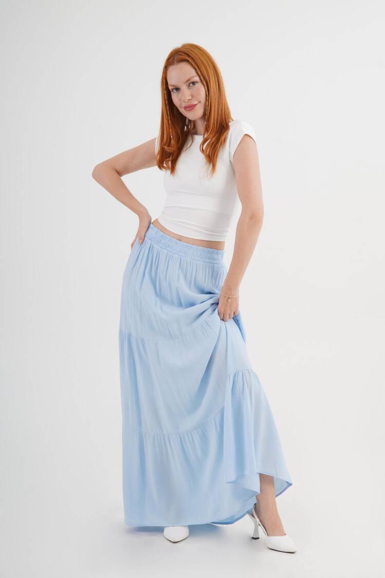 Layered Maxi Skirt Mid Waist Casual Boho