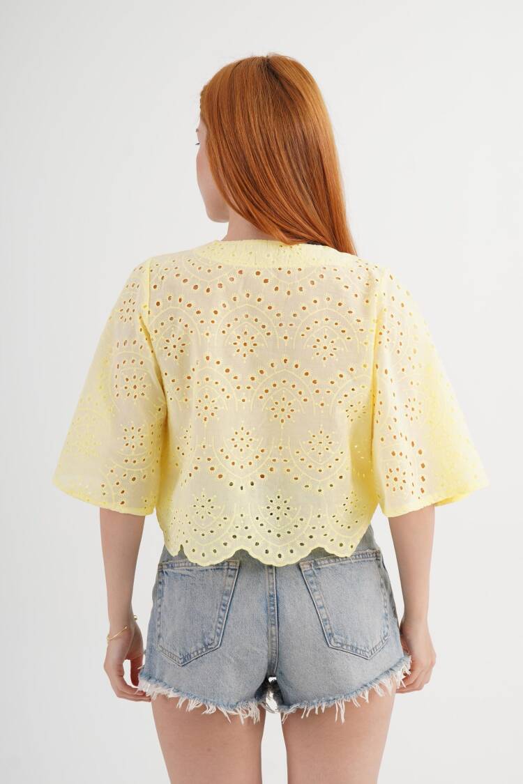 Boho Tie V-Neck Shirt With Bell Sleeves