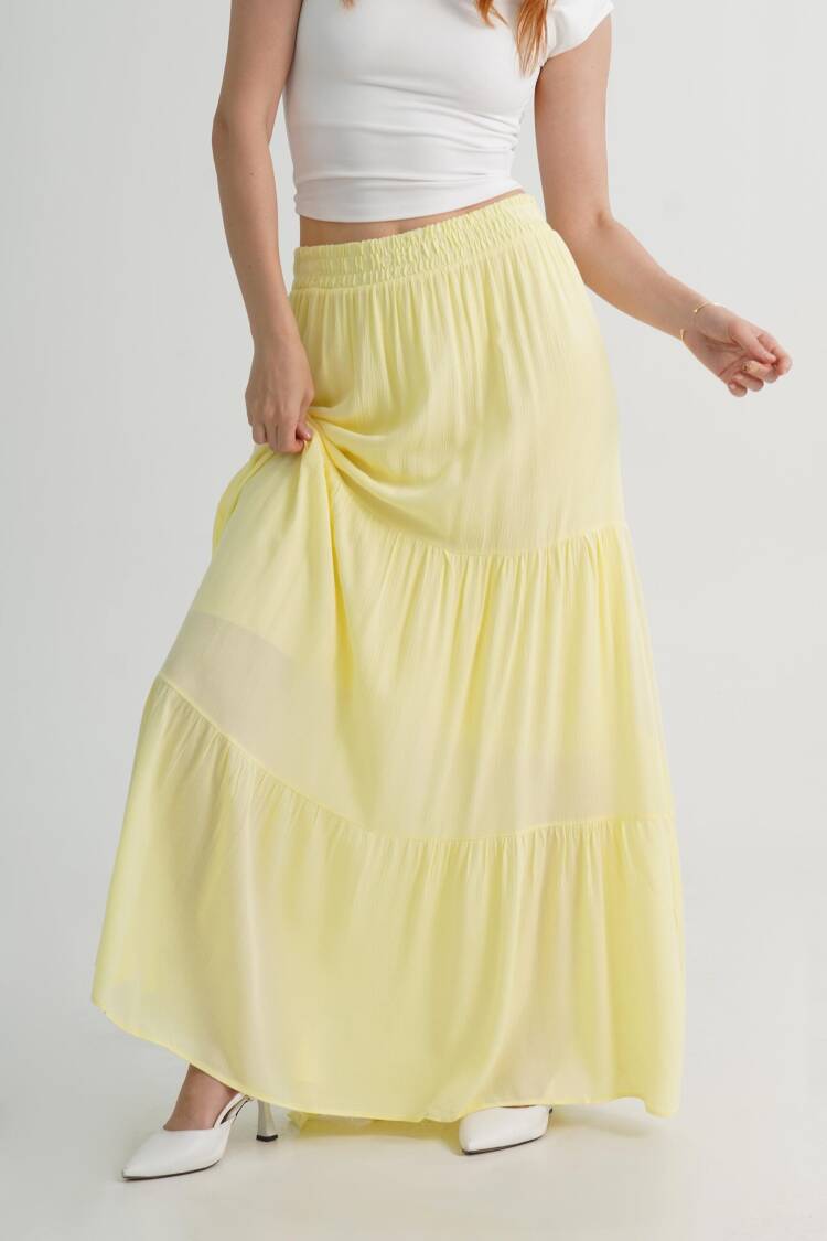Layered Maxi Skirt With Mid Waist - Brand: Lustrin - Women's Clothing Wholesale - Globality Store