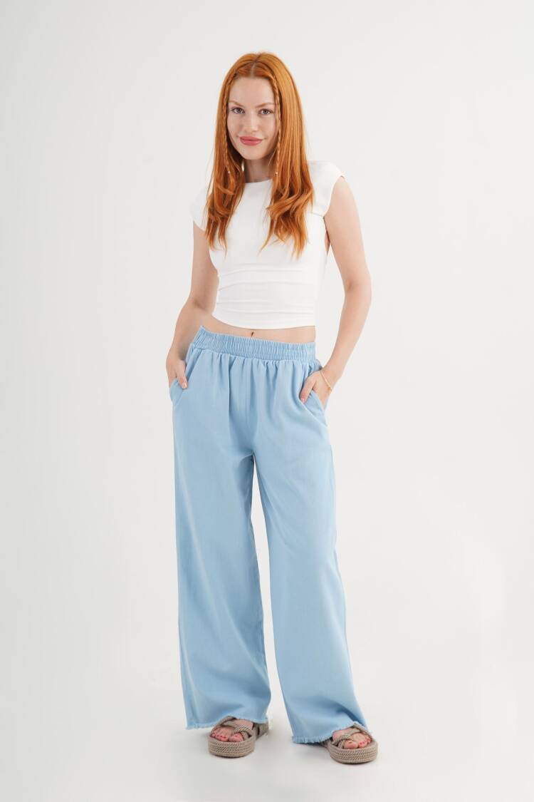 Palazzo Pants With High Waist And Wide Leg - Brand: Lustrin - Women's Clothing Wholesale - Globality Store