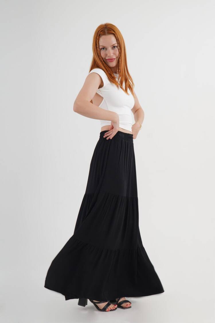 Layered Maxi Skirt Pull On