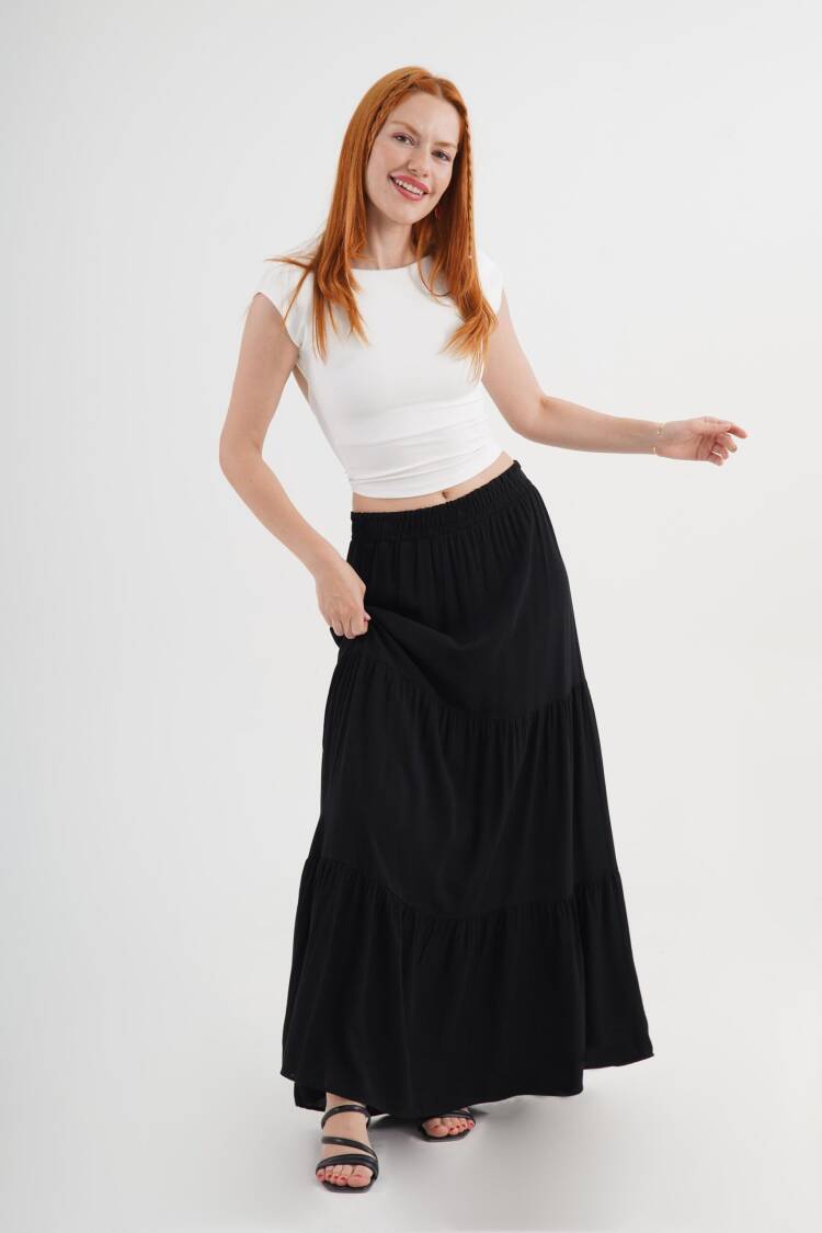 Layered Maxi Skirt Pull On