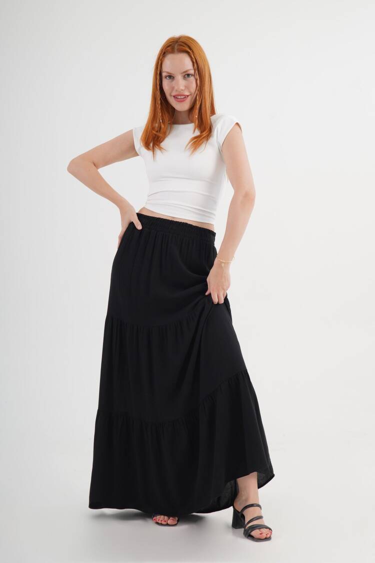Layered Maxi Skirt Pull On - Brand: Lustrin - Women's Clothing Wholesale - Globality Store