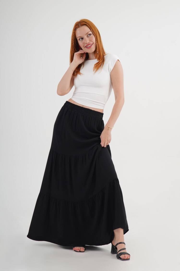 Layered Maxi Skirt Pull On