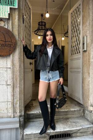 Biker Jacket With Zip-Up And Notched Collar - Brand: My Jest Fashion - Women's Clothing Wholesale - Globality Store
