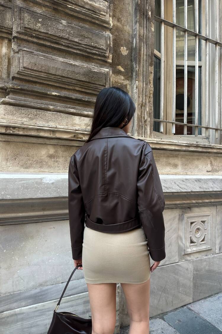 Biker Jacket With Notched Collar