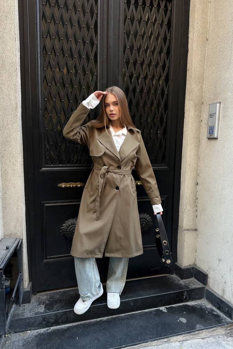 Brown Trenchcoat Elegant Single-Breasted Buttoned - Brand: My Jest Fashion - Women's Clothing Wholesale - Globality Store
