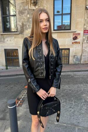 Black Biker Jacket – Punk Streetwear Crop Zip Up - Brand: My Jest Fashion - Women's Clothing Wholesale - Globality Store