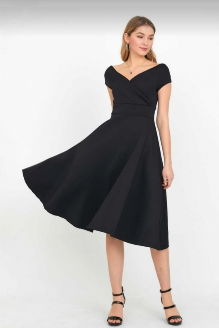 Elegant Fit And Flare Midi Dress - Brand: Janes - Women's Clothing Wholesale - Globality Store