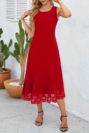 A-Line Sleeveless Midi Dress With Cap Sleeves