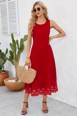 A-Line Sleeveless Midi Dress With Cap Sleeves