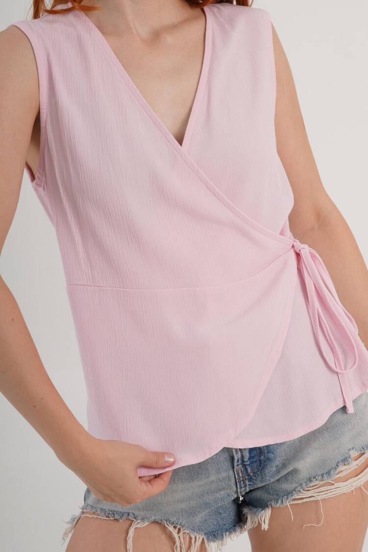 Sleeveless V-Neck Cap Sleeve Blouse