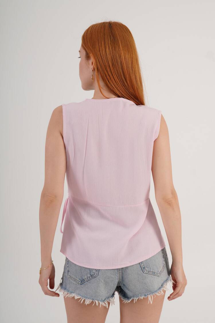 Sleeveless V-Neck Cap Sleeve Blouse