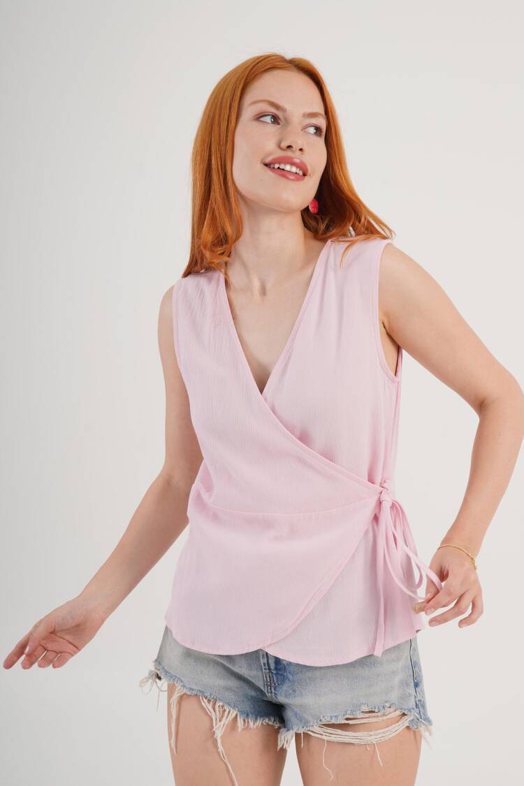 Sleeveless V-Neck Cap Sleeve Blouse - Brand: Lustrin - Women's Clothing Wholesale - Globality Store