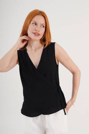 Blouse With V-Neck And Cap Sleeves - Brand: Lustrin - Women's Clothing Wholesale - Globality Store