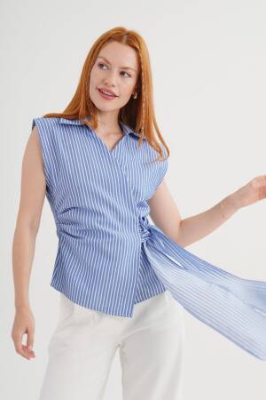 Striped Casual Elegant Preppy Shirt - Brand: Lustrin - Women's Clothing Wholesale - Globality Store