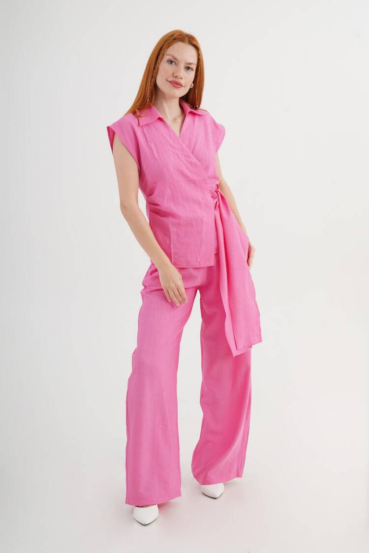 Pink Set - Casual Elegant Formal Wide Leg Palazzo