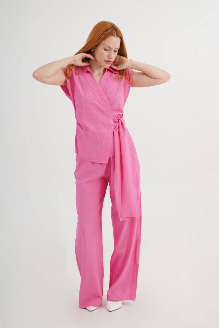 Pink Set - Casual Elegant Formal Wide Leg Palazzo