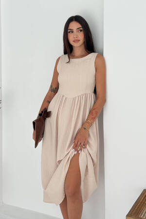 Fit And Flare Midi Dress With Cap Sleeves - Brand: Mode Roy - Women's Clothing Wholesale - Globality Store