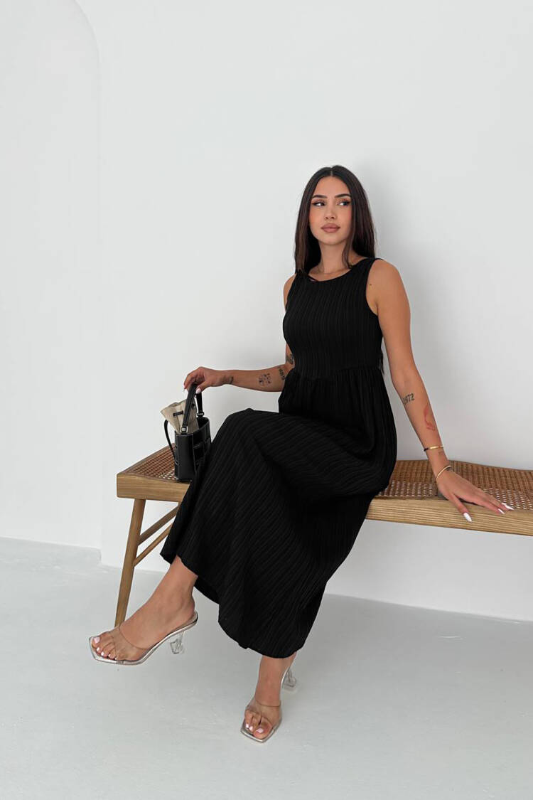 A-Line Striped Midi Dress With Cap Sleeves - Brand: Mode Roy - Women's Clothing Wholesale - Globality Store