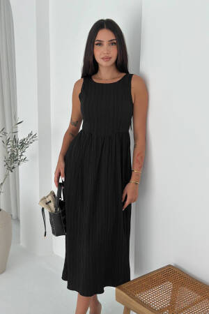 A-Line Striped Midi Dress With Cap Sleeves - Brand: Mode Roy - Women's Clothing Wholesale - Globality Store