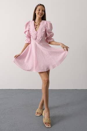 Fit And Flare Mini Dress With Puff 3/4 Sleeves - Brand: Reyon - Women's Clothing Wholesale - Globality Store