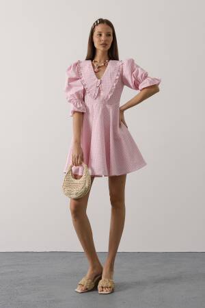 Fit And Flare Mini Dress With Puff 3/4 Sleeves - Brand: Reyon - Women's Clothing Wholesale - Globality Store